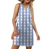 Женский летний повседневный сарафан без рукавов с V-образным вырезом и принтом в клетку для пляжного отдыха