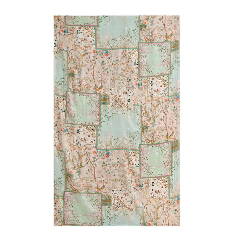 Spring  100% Mulberry Silk Scarf Women's Thin Shawl Silk Oil Painting Retro Plain Crepe Satin Premium Long Scarf