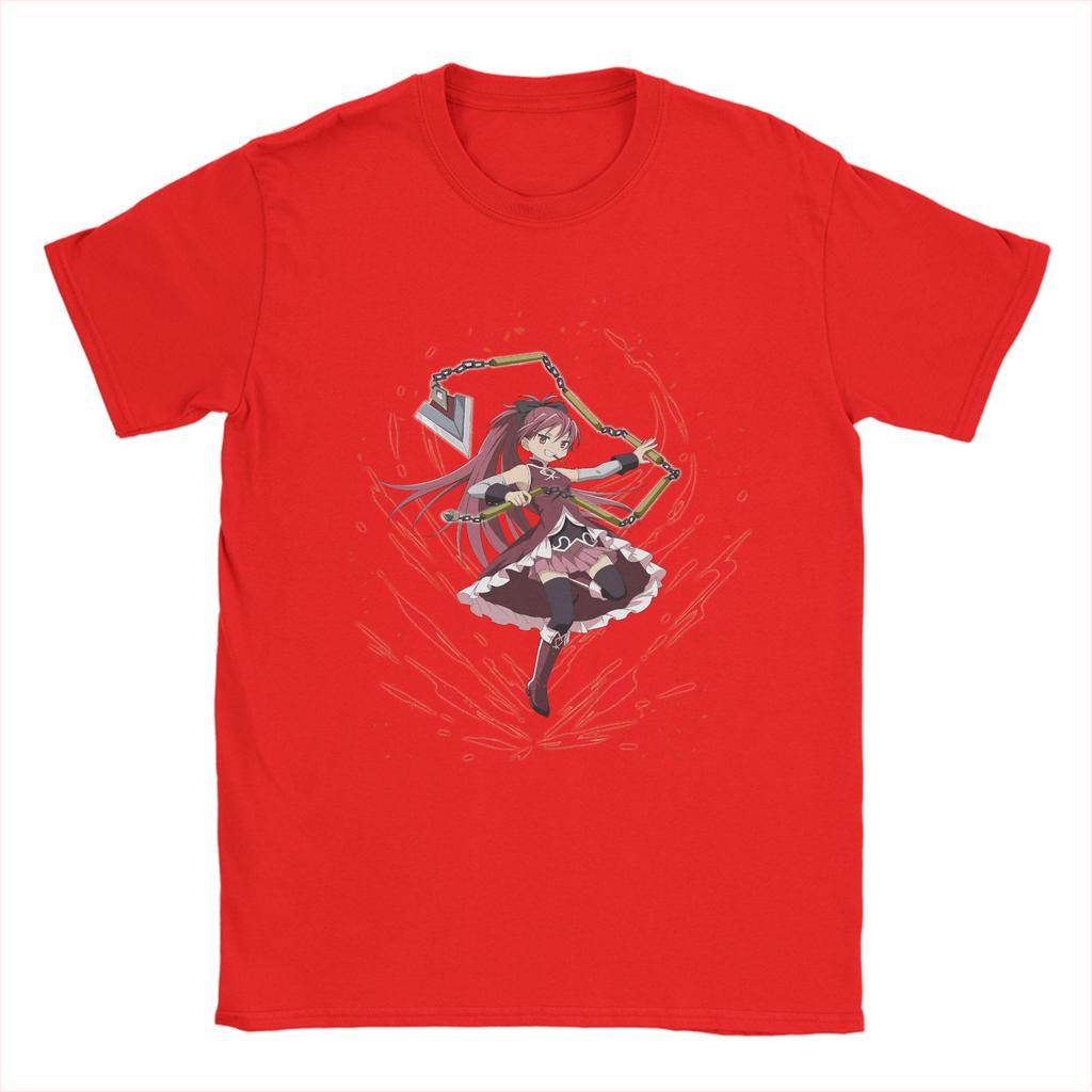 Унисекс футболки Mahou Shoujo Kyoko Sakura Madoka Magica Аниме Футболка с коротким рукавом Круглый вырез Хлопковая одежда