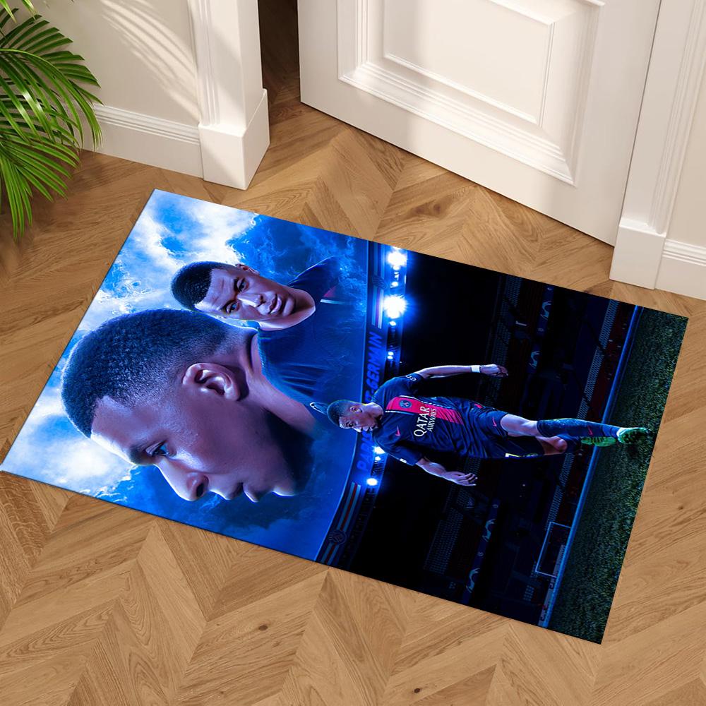 Star Player Kylian Mbappé Floor Mat Perfect for Outdoor Study room Playrooms Foyer Anti-slip Rug Office home decor Birthday Christmas Gift