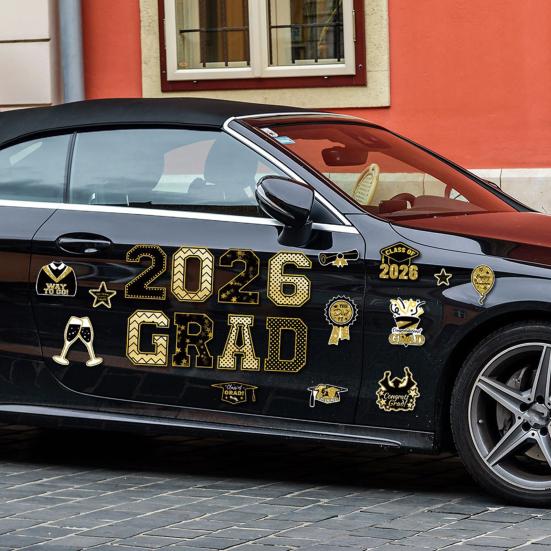 2026 Graduation Magnetic Car Decals Waterproof Graduation Car Magnets Fade-Resistant Reusable Party Decor for Vehicles