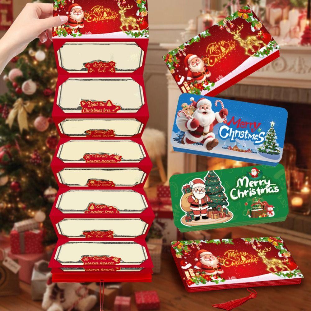 10Card Positions Folding Card Envelope Santa Claus New Year Blessing Bag  Christmas