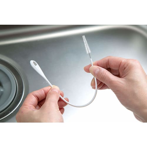 Mameita Straw Brush, White, Approx. 24.7 x 1.5 x 0.6 cm, Long Straw, Ultra-Fine Nylon, Flexible, Made in Japan, KB-821