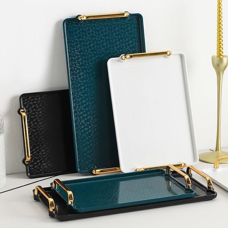 Роскошный поднос для хранения Пластиковый сервировочный поднос с ручками Бытовой поднос для чая Чайная корзинка для хлеба Десертные подносы для хлеба Подносы для еды Косметический поддон