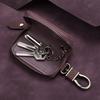Car Universal Key Cover Multifunctional Single Zipper Car Key Bag First Layer Cowhide Key Leather Case Retro Waist Hanging