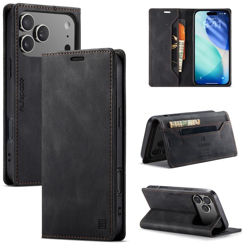 Магнитный кожаный чехол-книжка для iPhone 17 16 15 Pro Max 16E Air 14 Plus 13 12 11 Pro Max с отделениями для карт, кошелек
