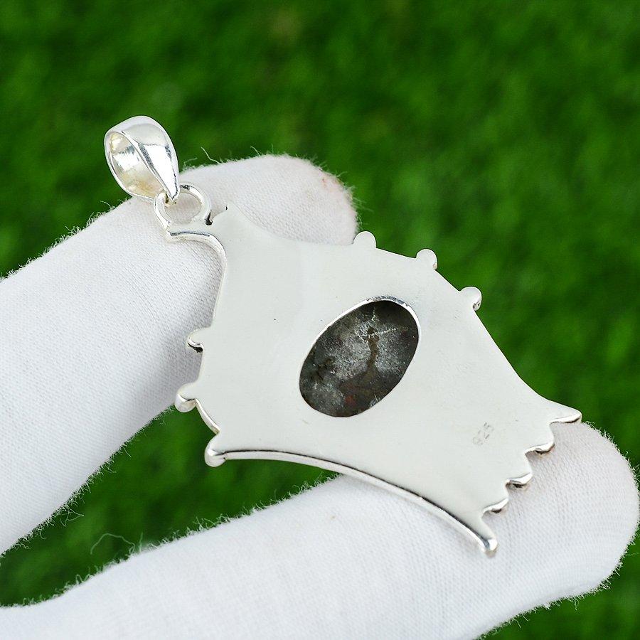 Натуральный кулон из камня яшмы табу, ручной работы, из стерлингового серебра 925 пробы, индийские украшения