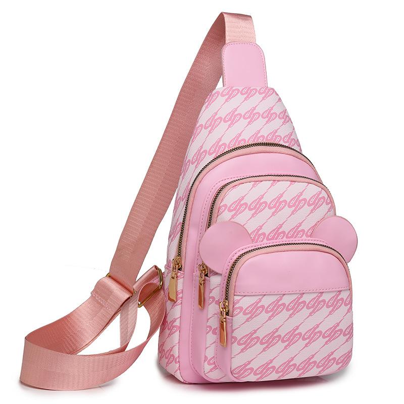 Print Chest Bag Women's Shoulder Bag Multi-Functional Soft Leather Crossbody Bag