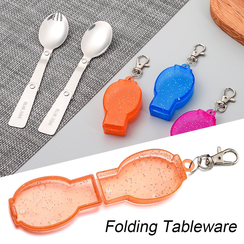 Utensil Stainless Outdoor Pocket Spoon Fork Travel Camping Tool Folding Cookware Foldable Forks