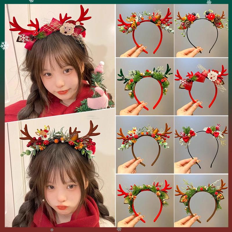 Children's Christmas Antler Headband Hair Clip - Festive Holiday Accessory
