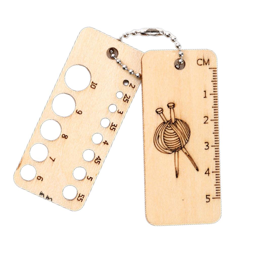 Круглый шарм Деревянные стежки Маркер для блокировки с булавкой-застежкой Деревянная линейка-калибр для вязания, ткачества, шитья, рукоделия