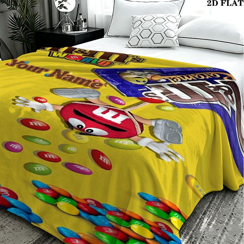 1PC M&M's Custom Name Patterned Flannel Blanket Suitable For All Seasons for Home Decor Warmth and Comfort Gifts Holiday Present