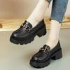 2024 New Women's Shoes Soft Leather Versatile Student Small Leather Shoes Platform Heightening Loafers British Style One-pedal Single Shoes