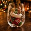 Unique Holiday Gift for Friends Christmas 3D Glass Tumbler, Santa Snowman Tree Sculpted Cup, Ornament Cup Decorative Drinkware, Festive Party