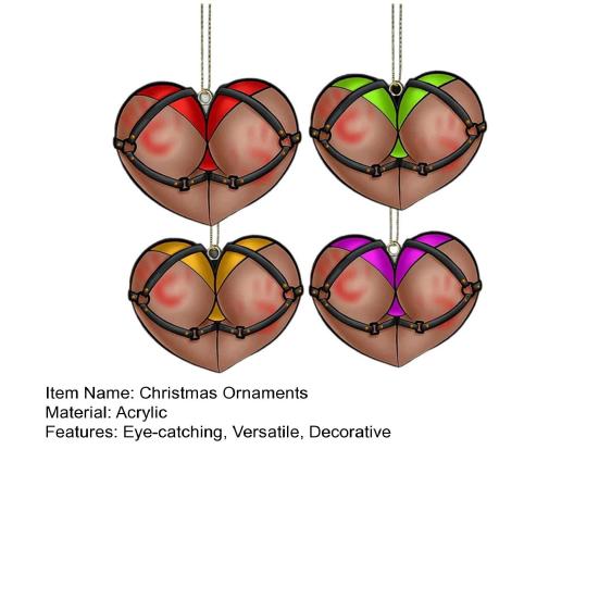 Игривая акриловая рождественская елочная игрушка-подвеска «Непослушное сердце» Праздничное подвесное украшение Забавный праздничный подарок для друзей и семьи
