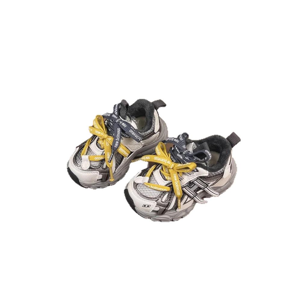 Зима 2025 Унисекс Детские Легкие Велюровые Кроссовки для Бега - Модная, Нескользящая, Универсальная Повседневная Спортивная Обувь