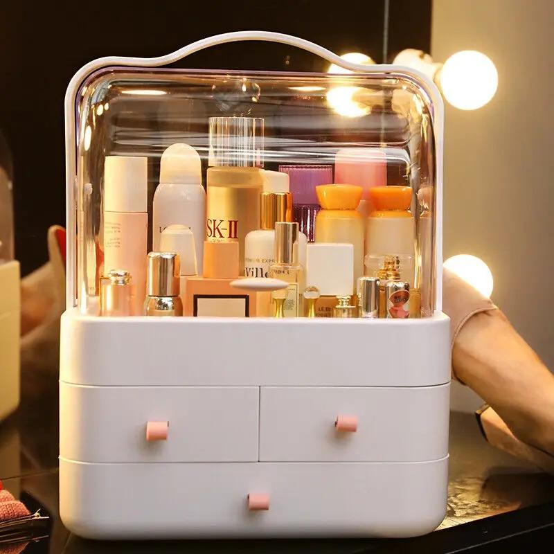Desktop Cosmetics Storage Box Large Capacity Waterproof Dustproof Jewelry Makeup Organizer Home Skin Care Make Up Storage Drawer
