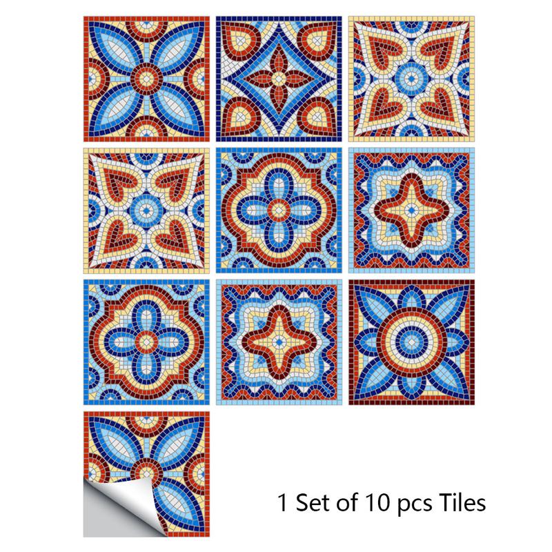Ретро Абстрактный Принт Наклейки Плитка Ванная Мозаика Виниловая Плитка Кухня Самоклеящаяся Бордюр Наклейки на Стену Водонепроницаемые Обои Арт Мурал