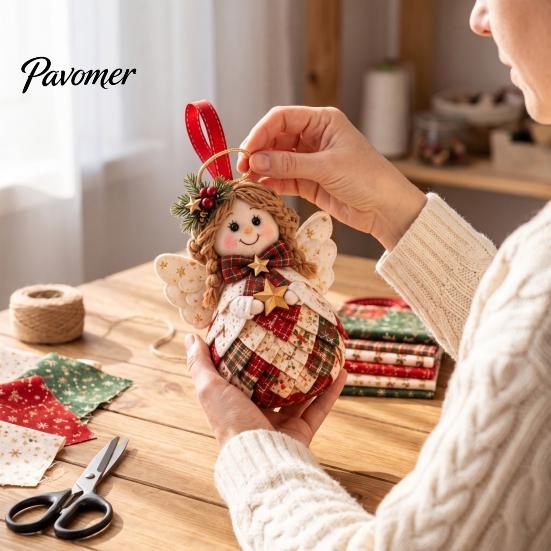 DIY Projects for Winter Festivals Patchwork Ornament Kit Christmas Holiday Decoration, Decorative Fabric Creative Festive Living Space Accents