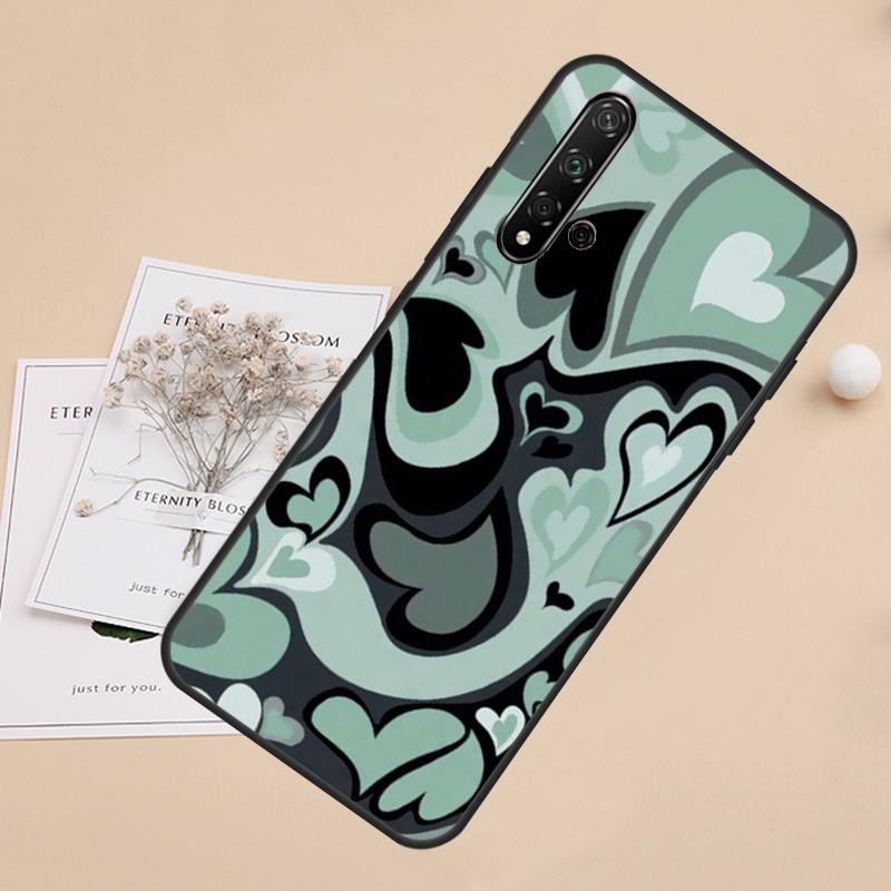 Коричнево-фиолетовый узор «Вихрь сердечек» для чехла Huawei Nova 5T 9 10 SE 7i 8i 11i 12i Y60 Y61 Y70 Y72 Y73 Y90 Y91 P20 P30 P40 Lite