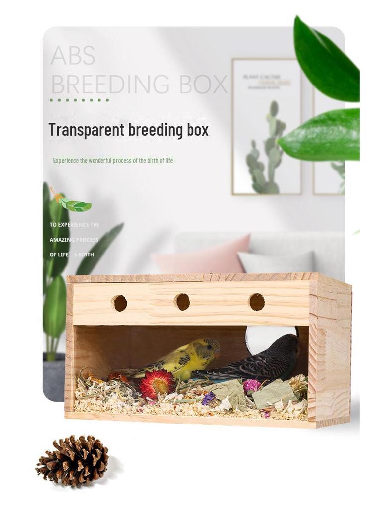 Clear Parrot Breeding Box, Black Phoenix Tiger Skin Peony Design, Hanging Bird Nest House.