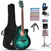 Guitare Acoustique - Winzz 40 Pouces - Bleu-verte - Droitier - Accessoires Inclus