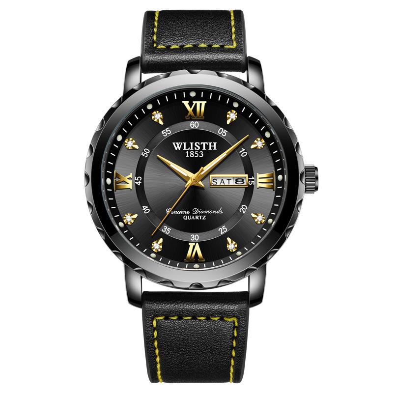 Топ Новые Водонепроницаемые Мужские Часы Двойной Календарь Кварцевые Наручные Часы