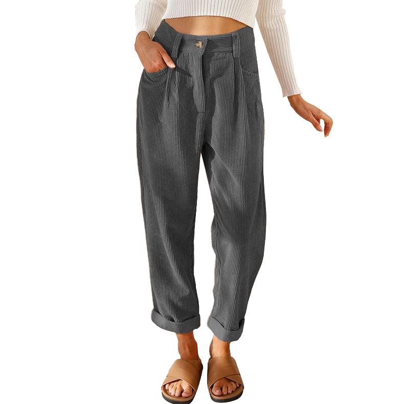 2025 Retro Corduroy Women's Harem Pants - European & American Spring/Autumn Style