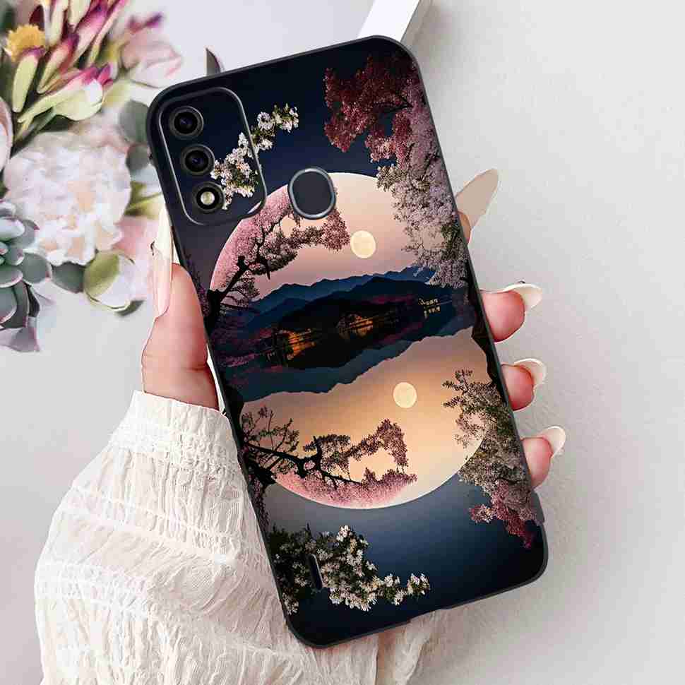 For Itel A48 6.1" Case Fashion Painting Soft Silicone TPU Black Cover For ITEL A48 itel a48 Popular Design Flowers Phone Cases