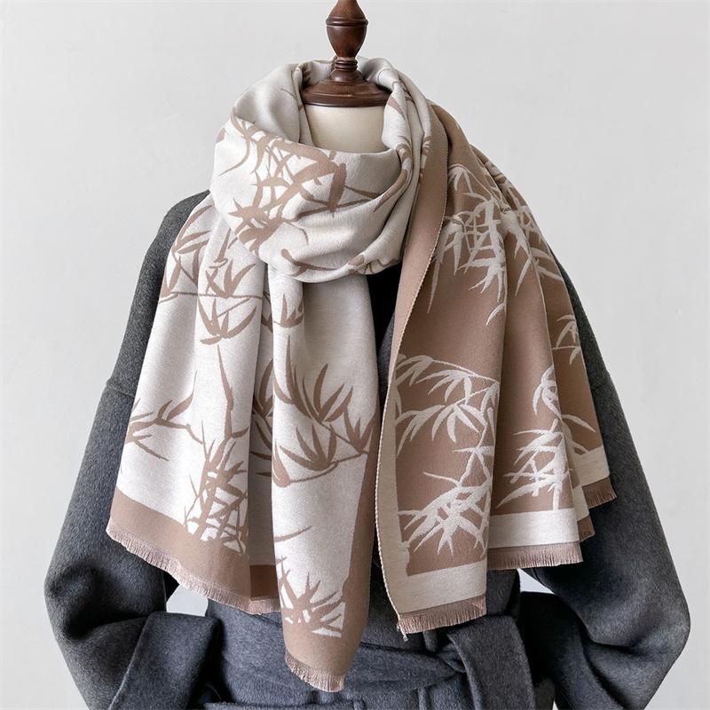 Luxury Brand Cashmere Women Floral Scarf Winter Warm Shawl and Wrap Bandana Pashmina Female Foulard Square Thick Blanket Poncho