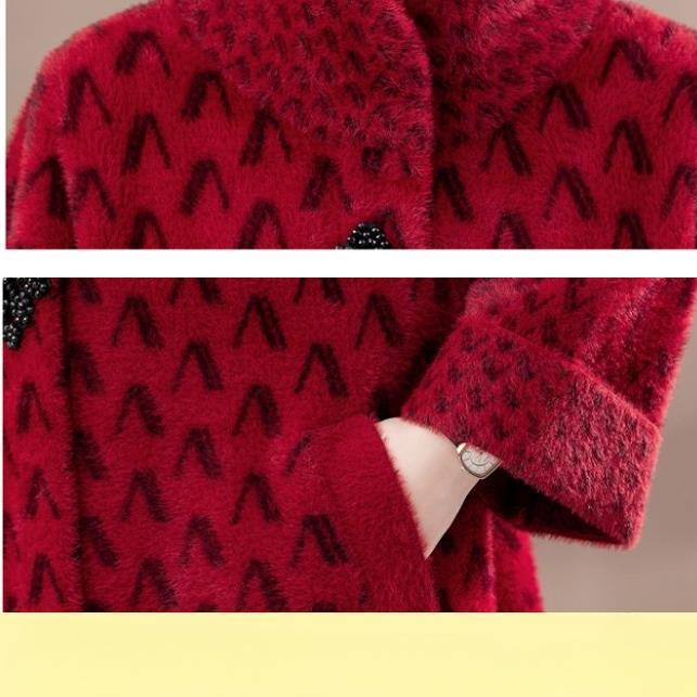 Luxurious Faux Mink Fur Jacket for Elderly Women, Plus Size Winter Coat