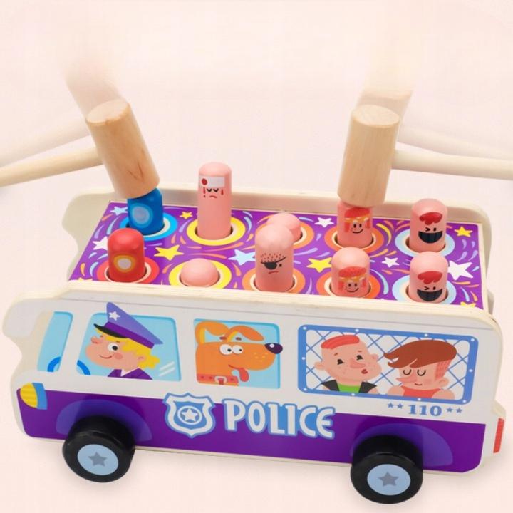 Wooden Montessori Sensory Police Car Skill Game