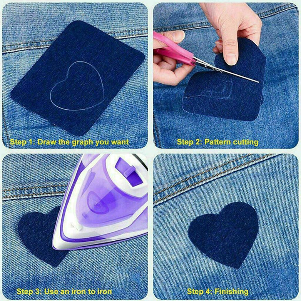 20Pcs Iron-on Patches Jean Patches Denim Fabric Patches No-Sew  Mending Cloth Knee Pant Patches 4
