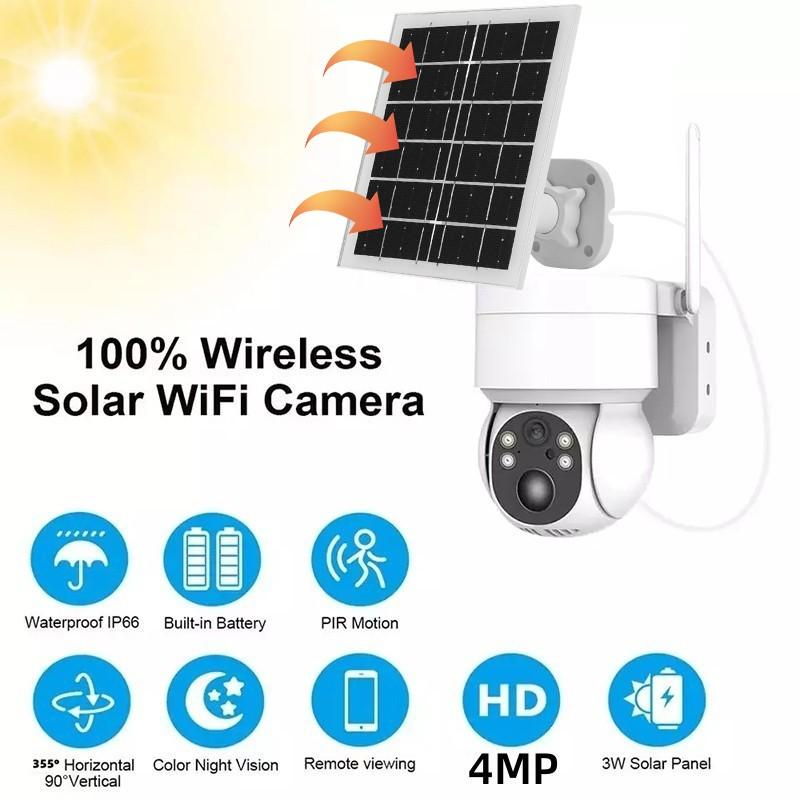 ICSEE WIFI Surveillance Solar PTZ Camera Colorful Night Vision Two Way Audio PIR Detect Outdoor IP66 Waterproof Solar Power Security IP Camera
