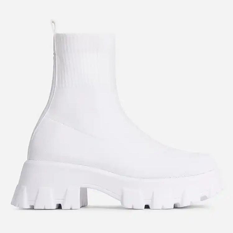 Модные женские сапоги, тренд 2024 года, сапоги на платформе с каблуками, осенне-зимние сапоги для женщин, обувь на платформе, белые ботильоны для женщин