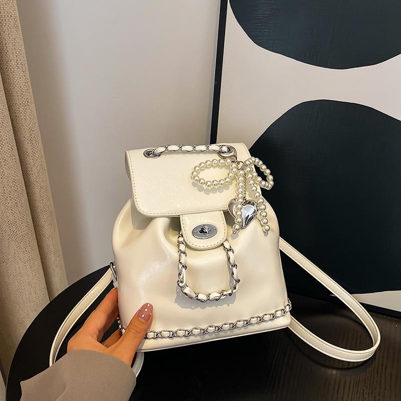 Рюкзак Premium sense nickel silver, женский, новый летний универсальный рюкзак-ведро с цепочкой для поездок на работу и обратно, маленький