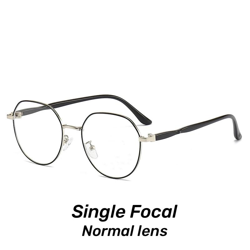 Очки высокой четкости с защитой от синего цвета при пресбиопии, ретро-круглые прогрессивные многофокусные очки для чтения, очки для дальнего зрения в металлической оправе