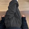 Черные клетчатые брюки женские новые осенние прямые свободные ленивые свободные с небольшой эластичной талией брюки с широкими штанинами