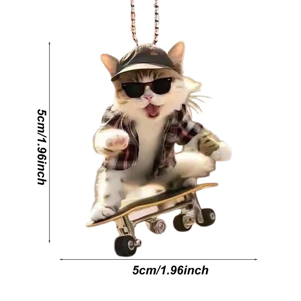 Cute Animal Keychain, Rearview Mirror Pendant Flat Acrylic Creative Bag Keychain Pendant Car Pendant