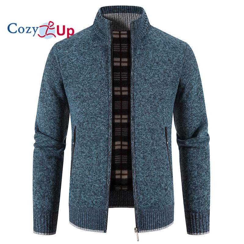 Cozy up мужской маленький воротник-стойка плюс бархатный утолщенный трикотажный кардиган свитер куртка