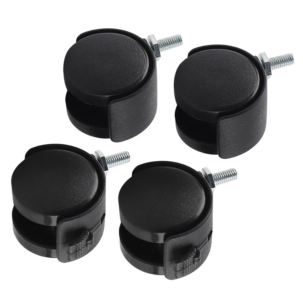 4 шт. поворотные ролики для мебели, офисные колеса для стульев, сменные, нейлоновые, пластиковые, с тормозом, черные