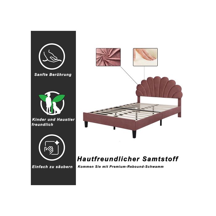 Двуспальная кровать капитоне 140 x 200 см, каркас кровати с цветочным изголовьем и реечным основанием, гостевая кровать цвета сои