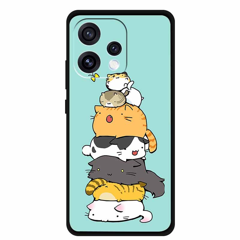 Чехол для Oppo Reno15 5G 6.59" Милый Кот Черный Край Мягкий Силикон Волк Задняя Крышка Телефона Для Oppo Reno 15c 5G Защитный Лев Funda