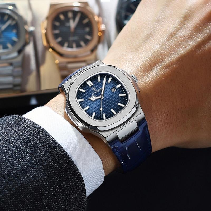 Новинка 2023 года, модные мужские кварцевые часы с простым циферблатом, светящимся водонепроницаемым календарем, кожаные спортивные мужские властные кварцевые часы