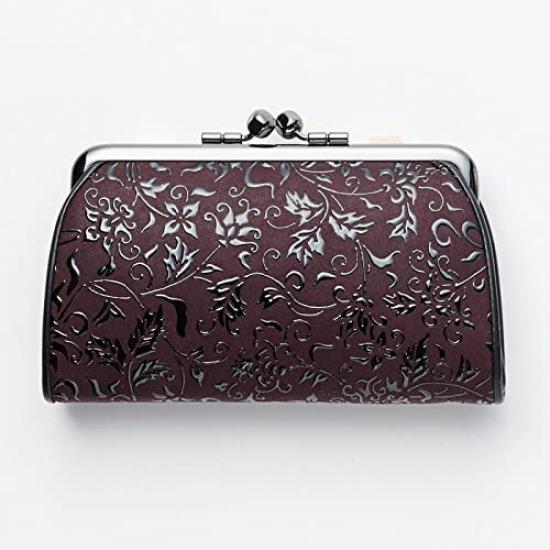 Кошелек для родителей и детей из натуральной кожи, портмоне с фоном x черными арабесками, кошелек для монет Gamaguchi из натуральной кожи, женский подарок Respect for the