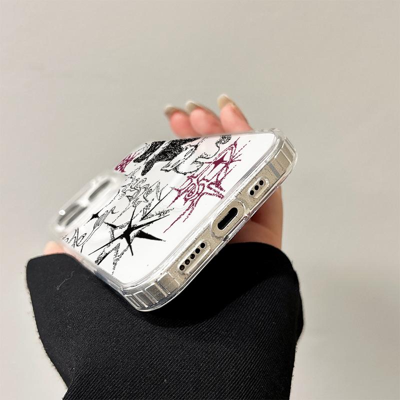 Крутой чехол-зарядка с граффити-котом для iPhone 17 Air 16 E 15 14 Plus 13 12 Mini 11 Pro Max Прозрачный силиконовый чехол с бортиком