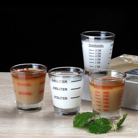 Рюмка-мерный стакан Эспрессо джиггер со шкалой Тяжелые стеклянные стаканы для кухни Барные аксессуары Выпечка Приготовление пищи