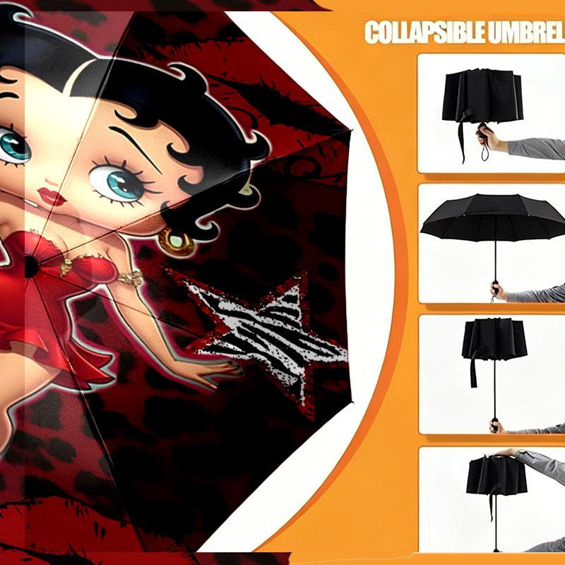 Betty Boop Print Umbrella Automatic Opening/ Closing - Portable Foldable Design - Daily use for Travel/Outdoor - Gift for Birthday