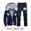 Плюс размер 9xl Зимний спортивный костюм Мужская толстовка Спортивный комплект Флисовый толстый спортивный костюм с капюшоном для бега