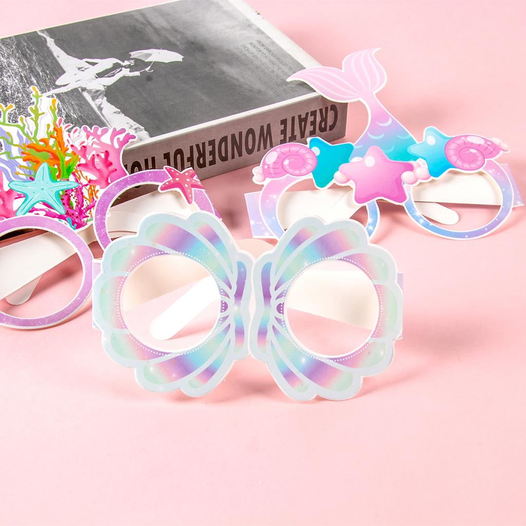 12 шт. бумажные стаканы для вечеринки в стиле русалки, фотоочки с изображением русалки, подводные принадлежности для вечеринок, сувениры для детских дней рождений